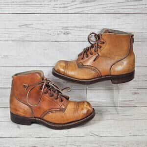 WW2 Australian Boots S314 Leather Lace Up Block Heel M 8 / W 9.5? *No Metal caps